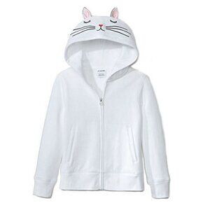 Spotted Zebra Girls' Fleece Full-Zip Hoodie Sweatshirt White Cat Size 4T